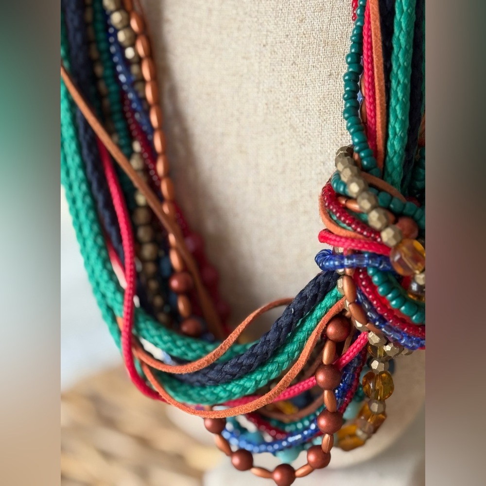 Gorgeous Multicolor Beaded Statement Necklace - image 2